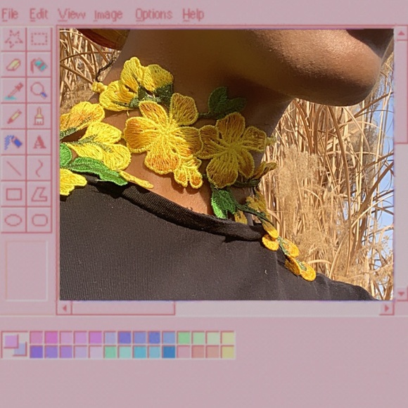 Floral Choker 90s Yellow Flower Cutout Choker - Picture 5 of 9